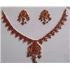 Image 1 : 171.45 CTW GOLD PLATED RUBY NECKLACE AND EARRING SET ST