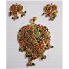 Image 1 : 120.15 CTW GOLD PLATED EMERALD/SAPPIRE/RUBY PENDANT AND