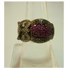 Image 1 : 35.50 ctw Black Owl shaped  with Ruby Ring .925 Sterlin