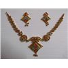 Image 1 : 165.70 CTW GOLD PLATED EMERALD AND RUBY NECKLACE AND EA