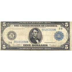 1914 $5 Federal Reserve Note, G-VG