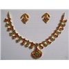 Image 1 : 168.60 CTW GOLD PLATED EMEARL/RUBY AND SAPPHIRE NECKLAC
