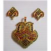 Image 1 : 123.35 CTW GOLD PLATED EMERALD/SAPPHIRE/RUBY EARRING AN