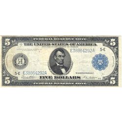 1914 $5 Federal Reserve Note, F-VF
