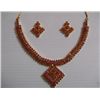 Image 1 : 222.95 CTW GOLD PLATED RUBY NECKLACE AND EARRING SET ST