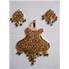 Image 1 : 90.75 CTW GOLD PLATED EMERALD/RUBY/SAPPHIRE PENDANT AND