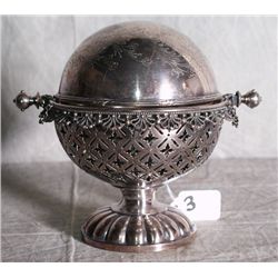 American silver plate dome covered butter dish. H:7
