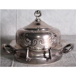 American silver plate victorian dome covered butter