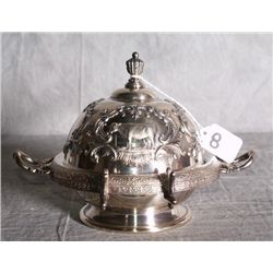 American silver plate repousse covered butter dish
