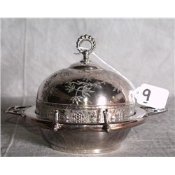 American silver plate dome covered butter dish with