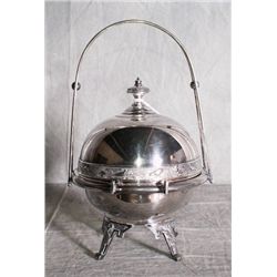 American silver plate butter dish with a dome that