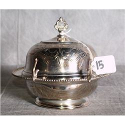 American silver plate dome covered butter dish . H