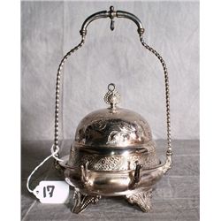 American silver plate repousse dome covered butter