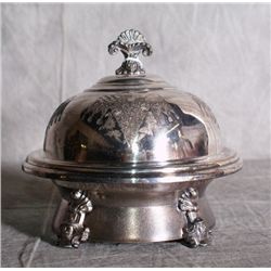 American silver plate dome covered butter dish wit