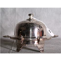 American silver plate dome covered butter dish wit