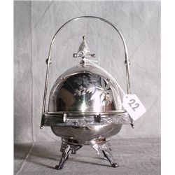 American slver plate dome covered butter dish with