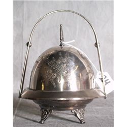 American silver plate basket form etched dome cove