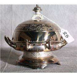 American silver plate repousse dome covered butter