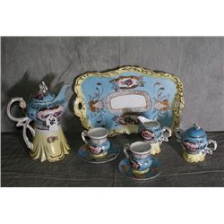 8piece Royal Vienna porcelain painted tea set with