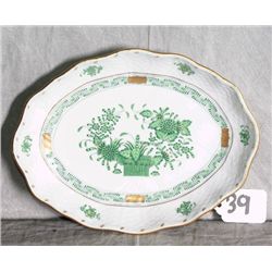 Herend porcelain hand painted dish. L:8" .
