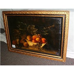 19th C oil on canvas still life of fruit