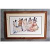 Framed watercolor of indians
