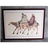 Framed watercolor of indians by Carol Grigg.