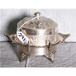 Large American silver plate repousse covered butte