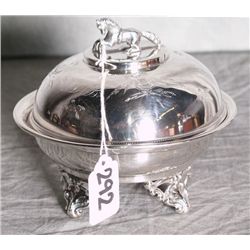 American silver plate dome covered butter dish