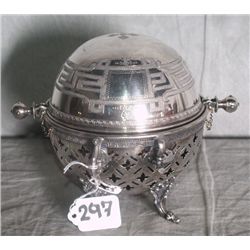 American silver plate rolling dome coverd butter