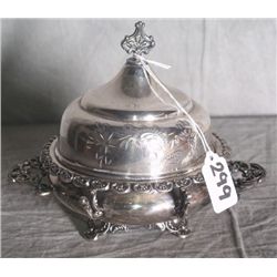 American silver plate covered butter dish