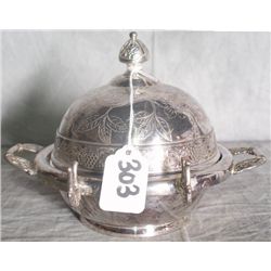 American silver plate chased top covered butter di