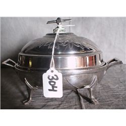 silver plate covered butter dish by Sheffield,