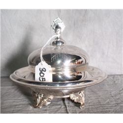 American silver plate covered butter dish