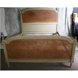 Antique 19th C French painted cain bed