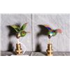 Image 1 : Pair of bronze and enamel hummingbird lamp finials