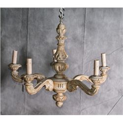 Italian wood painted 5 light chandelier