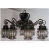 Image 1 : Iron ten light chandelier with crackle glass shade