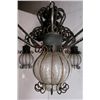 Image 2 : Iron ten light chandelier with crackle glass shade