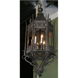 Large antique iron six light lantern