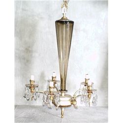 Silvered bronze and glass chandelier.