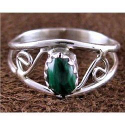 Sterling Silver & Malachite Native American Ring