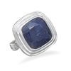 Image 1 : Sterling Silver Square Sapphire Ring