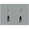 Image 1 : Sterling Silver Malachite Inlay Dangle Earrings