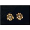 Image 1 : Pretty Floral Style VintageClip Earrings.  Goldtone With  Rhinestones/Crystals