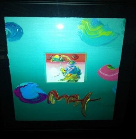 "UMBRELLA MAN" PETER MAX ORIGINAL MIXED MEDIA