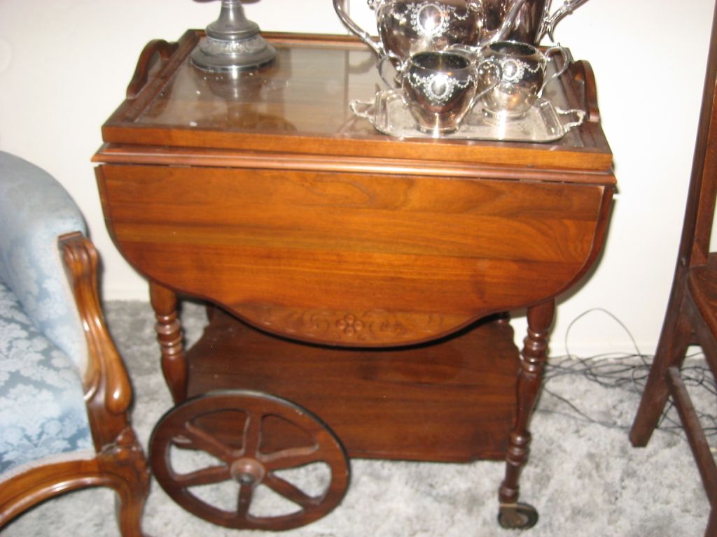 1047 Gibbard solid walnut tea wagon