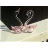 Image 1 : 2002 - Murano Swans (pair) Stylized swans in pink glass with white interior flecks. Approx. 6”. Unma