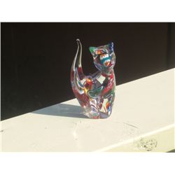 2022 - Murano Cat;Miniature cat-shaped figurine with multi-coloured millefiori encased in clear glas