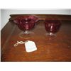 Image 1 : 2036 - Cranberry & clear crystal  glass footed bowl having a low bucket shape with tapered sides and